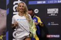 Ebanie Bridges strips down to bra and knickers for weigh in ahead of world title fight with Maria Cecilia Roman