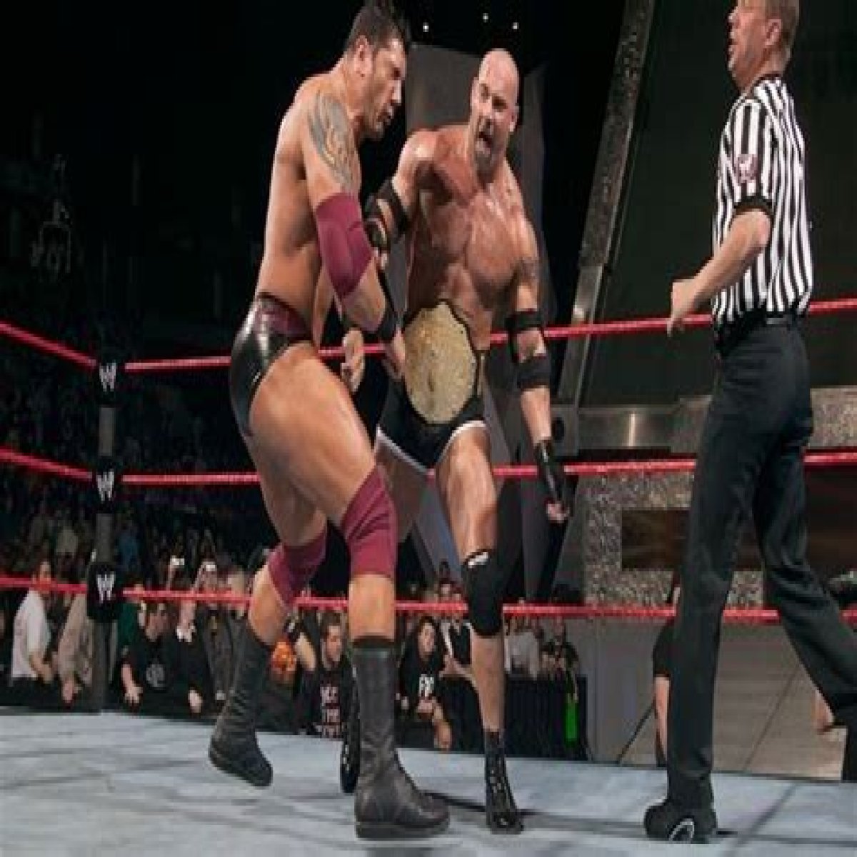 WATCH: WWE Legend Goldberg Destroys Batista in an Extremely Physical Matchup on
Raw